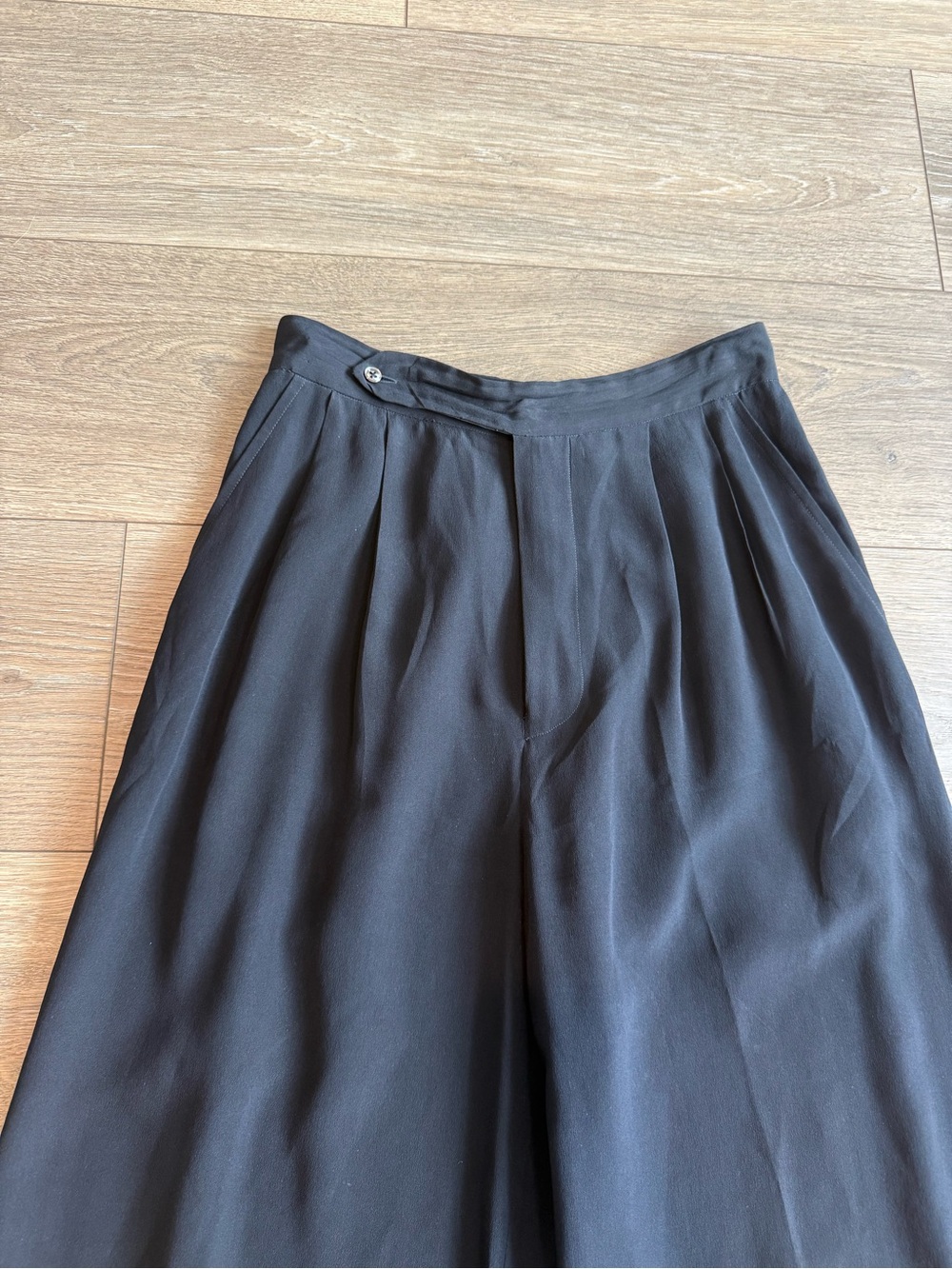 Ralph Lauren Black Wide-Leg Silk Trouser Pants US 6 / UK 10 - Picture 7 of 15